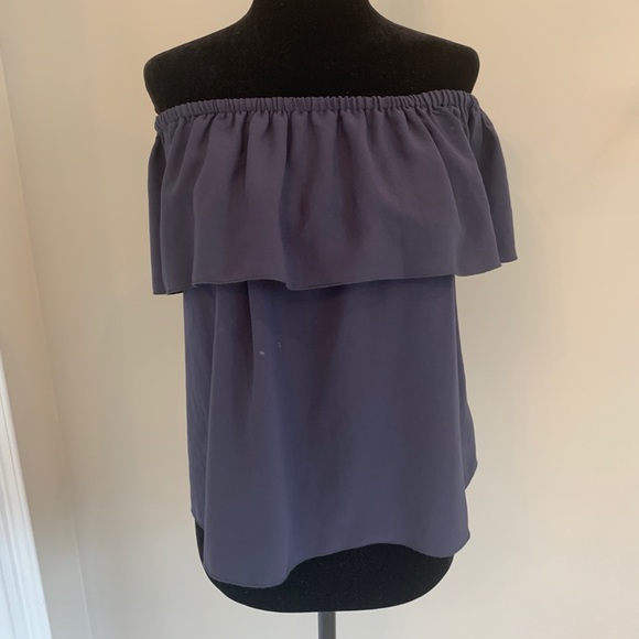 Navy Blue Off the Shoulder Blouse - Picture 1 of 2